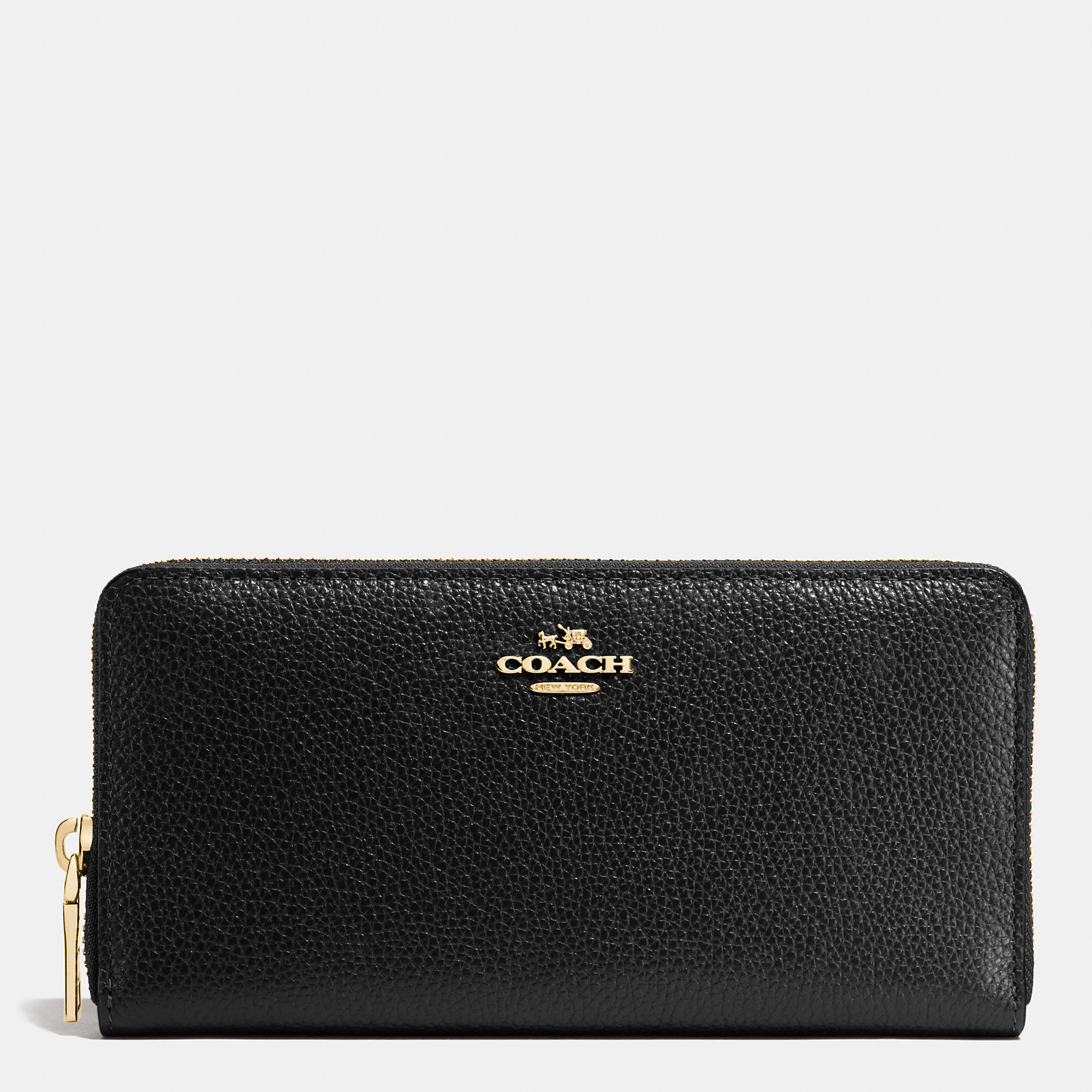 Good Quality Coach Accordion Zip Wallet In Pebble Leather